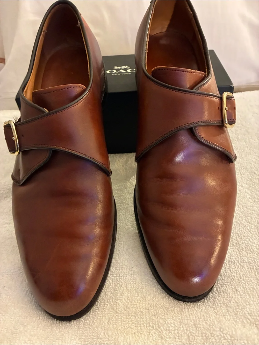 Allen Edmonds Men's Brown Leather Warwick Monk Strap Dress Shoes w/single buckle